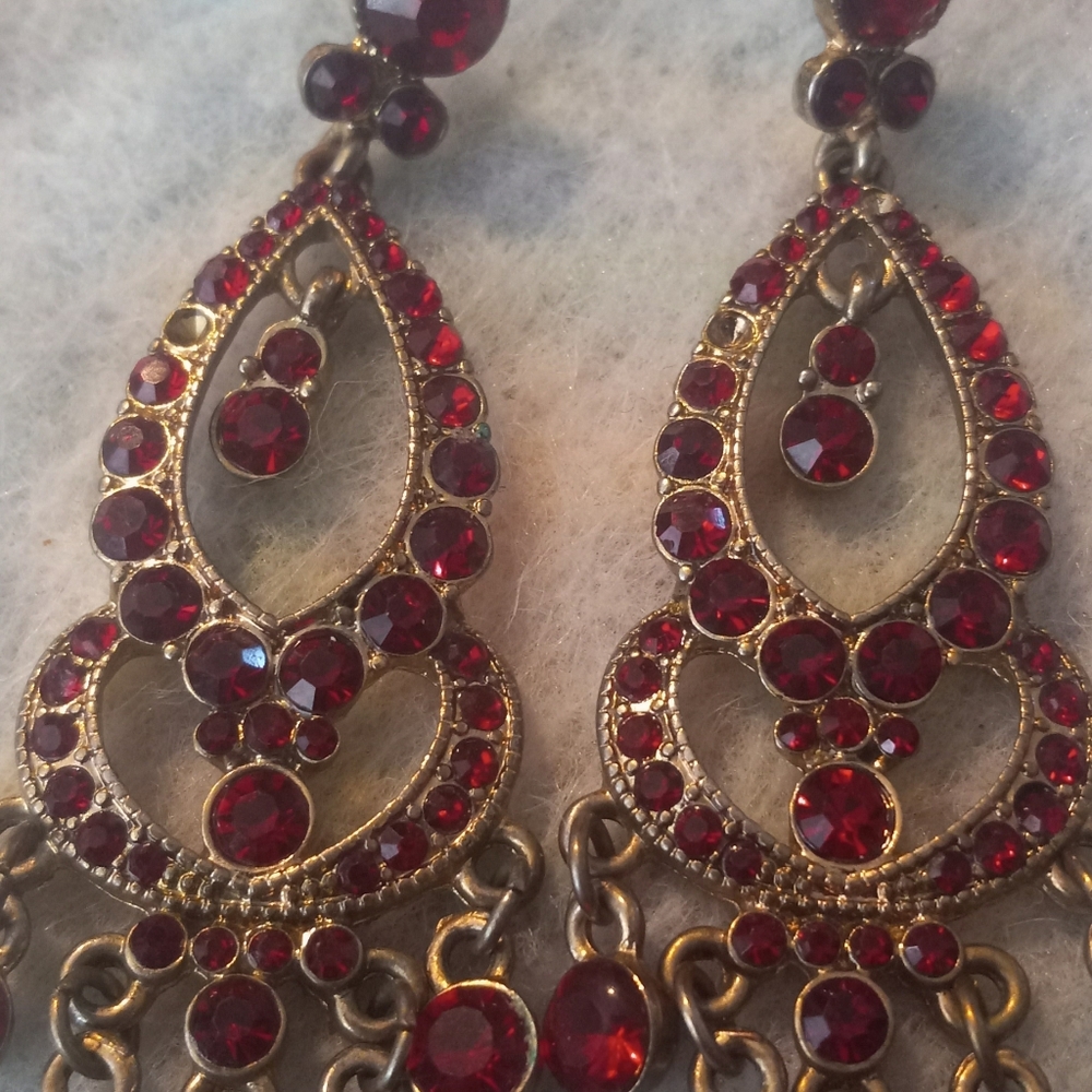 Earrings Red Glass